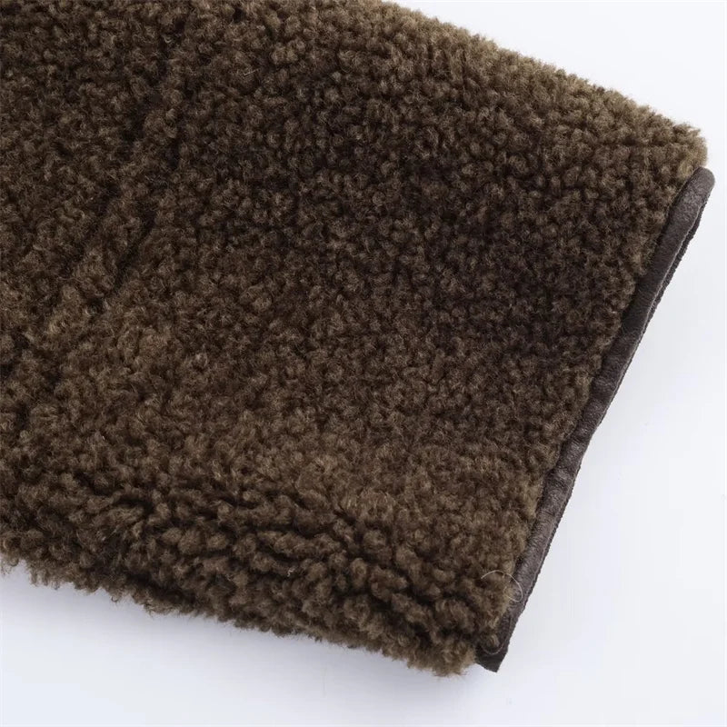 Women's Jacket  Autumn Coat Reversible Fur and Leather Women's Overcoat Corduroy Leather Jacket