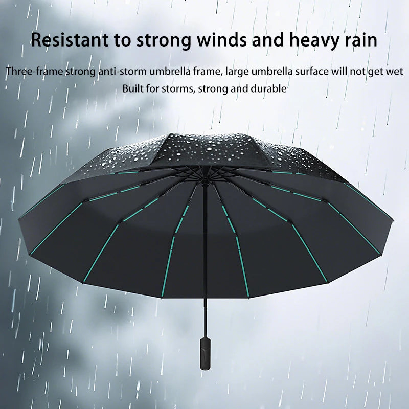 Extra Large Auto Open Close Umbrella Windproof Reverse Fold Sun Rain UV Protection Black Layer Sunshade for Outdoor Travel Use