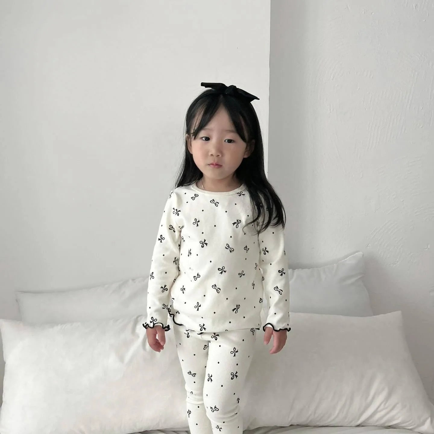 Kids Pijama for Girl 26 Korean Children's Homewear Set Cute Printed Long-sleeved Two-piece Set Sleepwear Pajama Set