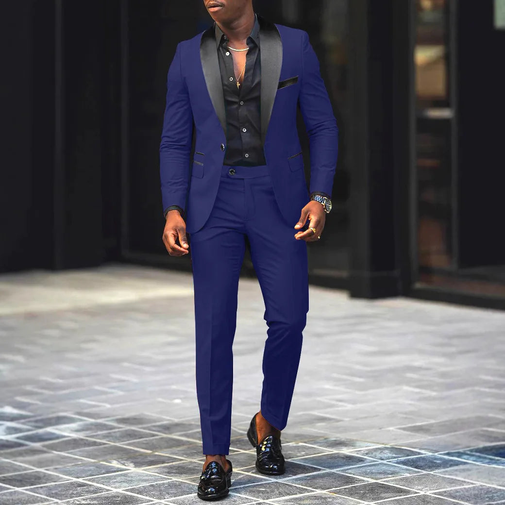 Men's Casual Business Have Smoking Suit High End Brand Boutique Fashion Blazer Pants Groom Wedding Dress Party Suit