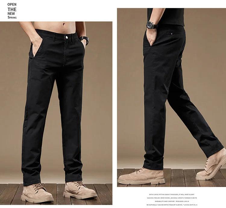 Business Casual Trousers Men's 2024 Autumn New Men's Clothes Work Pants Male Formal Dress Straight Pants Black Gray Khaki