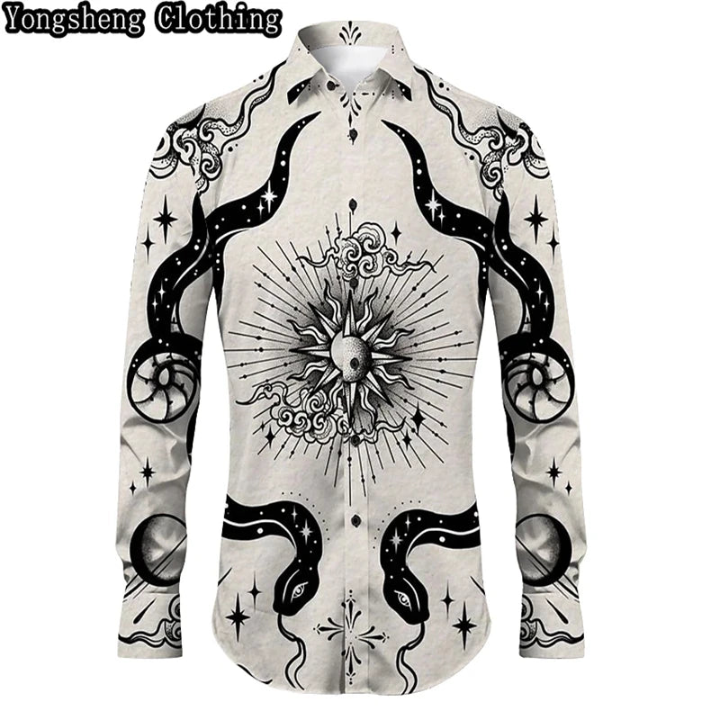 Men's Buttoned Shirt Spring Summer Long Sleeve Mexican Western Denim Comfortable Outdoor Farm Work Fit Easy Clean Large Size 6XL