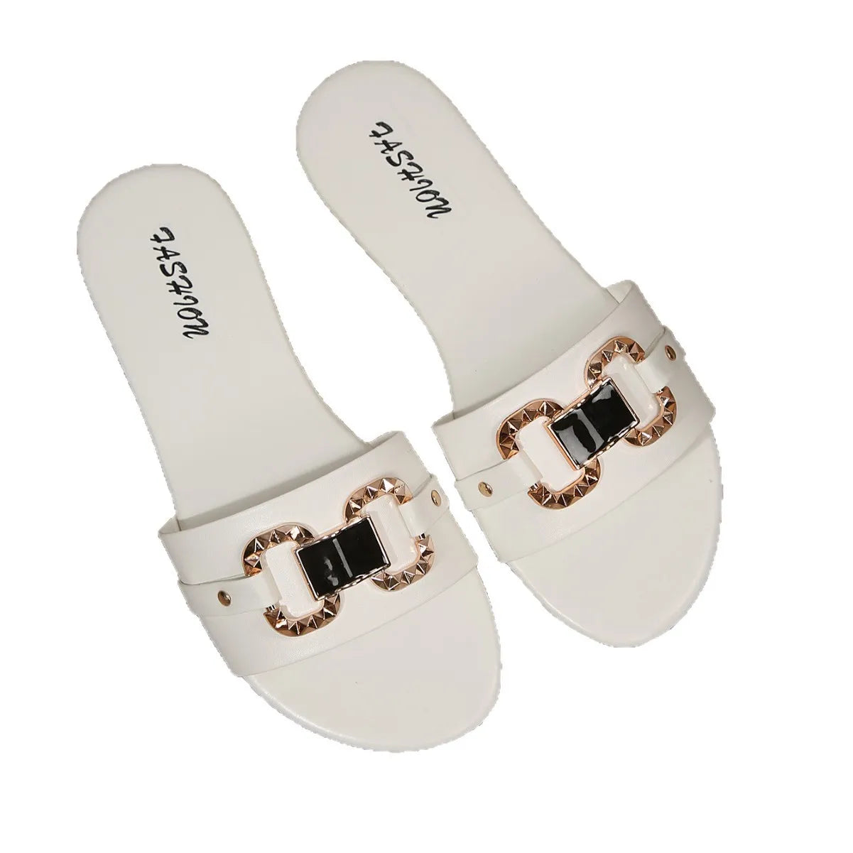 Fashionable Large-Size Women's Sandals Comfortable Flat Slip-On Round Toe Design Simple and Stylish Footwear for Everyday Use