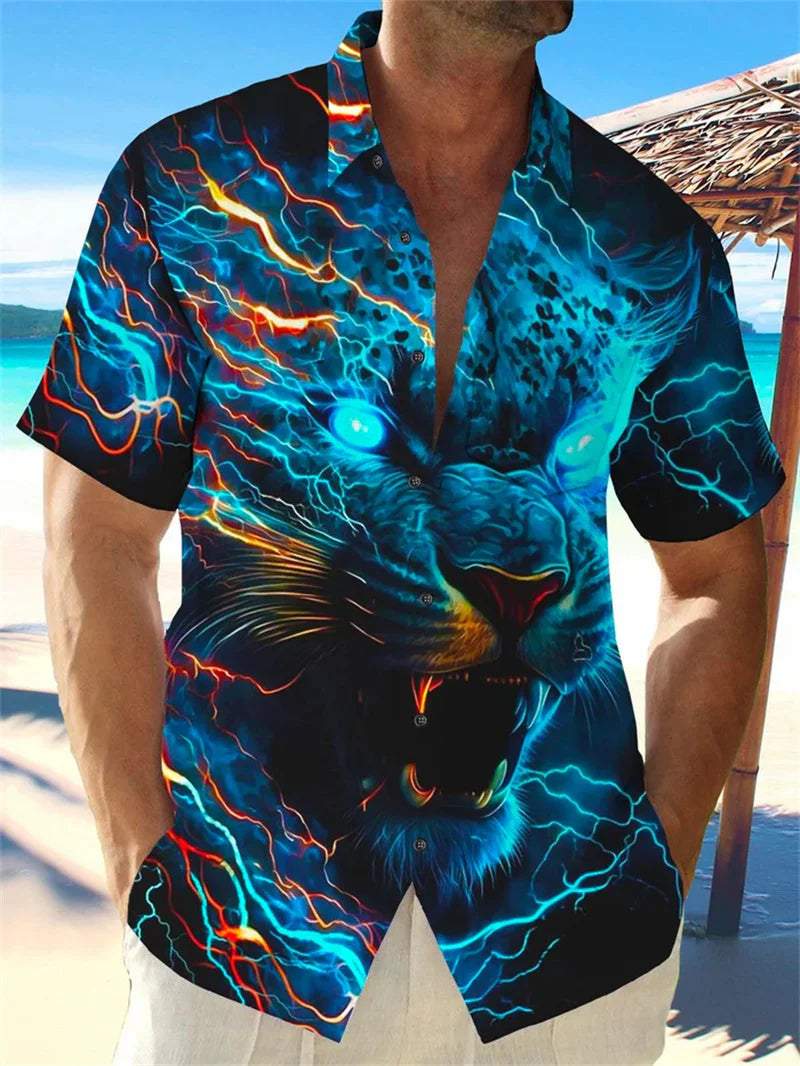 Button up shirt for men, Hawaiian shirt, strawberry short sleeved button up shirt, summer beach shirt, men's shirt, hot selling