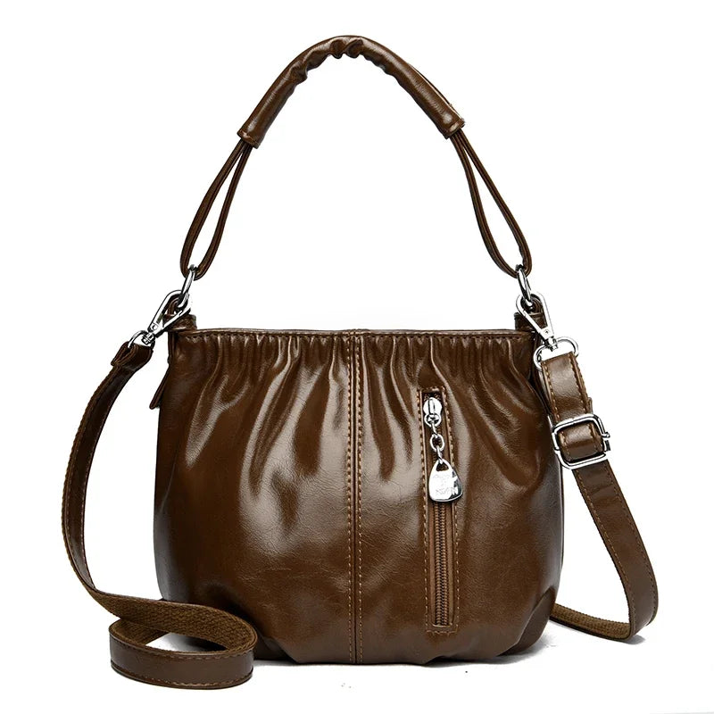 Women's Bag Bucket bag Handbags Female Handbags Retro Solid Color PU Leather Shoulder Underarm Bags Ladies Shopper Hobos Bags