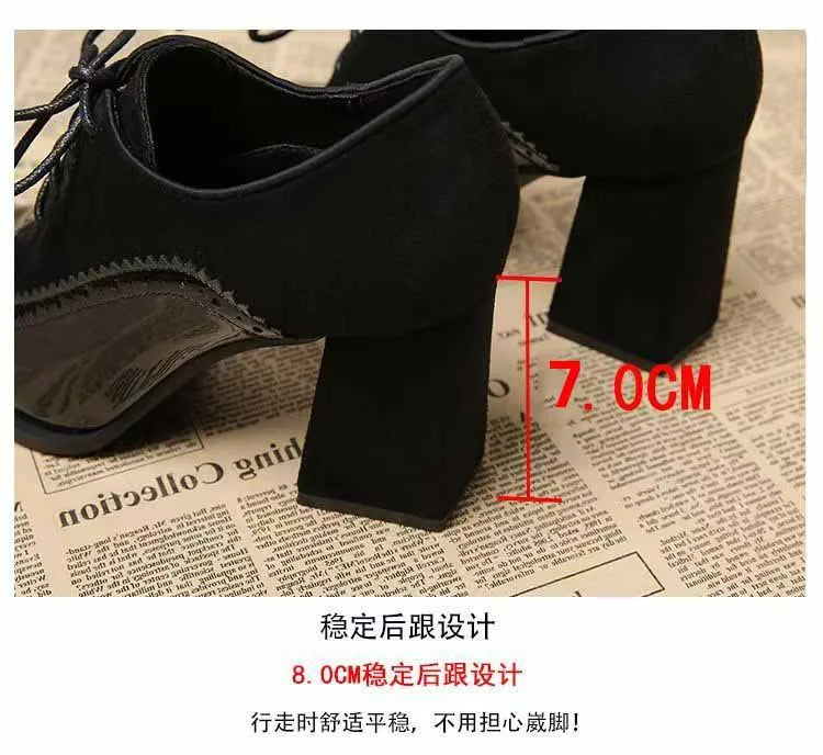 High Heels Shoes for Women Luxury Pointed Toe Dress Chunky Shoes Lace Up Fashion Sexy Pumps 2025 Autumn Elegant Chaussure Femme