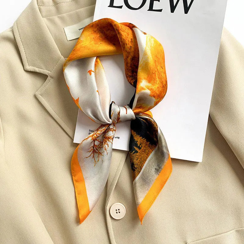 100% Silk Scarf Women Mulberry Luxury High Quality Square Fashion Print Hair Neckerchief Lady Shawl Wraps Hijab Bandana Scarves