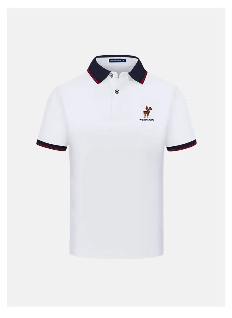 polo shirt men's short-sleeved men's clothes Summer men's business casual middle-aged dad shirt summer Paul shirt royal blue