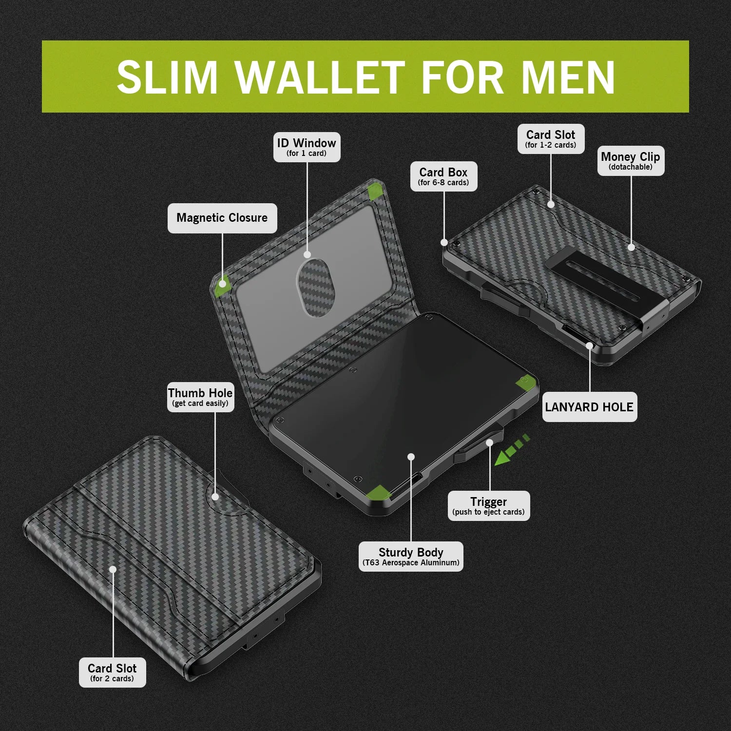Wallet for Men - with Money Clip Slim Leather Slots Credit Card Holder RFID Blocking Bifold Minimalist Wallet