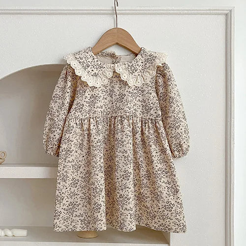2025 New Spring Sister Dress 2-6Yrs Girl Party Dress Long Sleeved Cotton Mesh Splicing Kids Princess Dresses Children Clothes