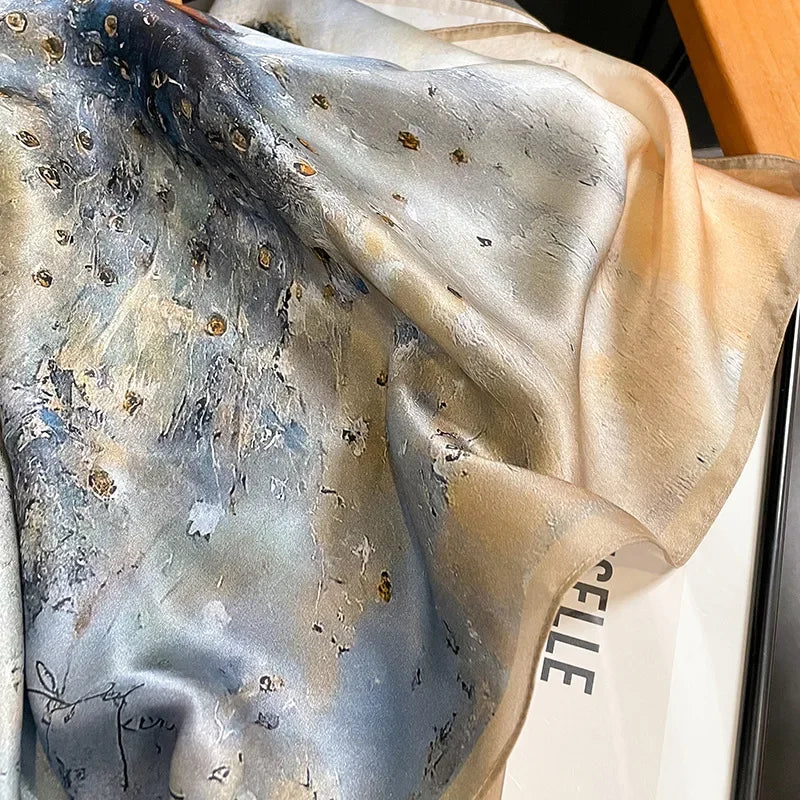 100% Silk Scarf Women Mulberry Luxury High Quality Square Fashion Print Hair Neckerchief Lady Shawl Wraps Hijab Bandana Scarves