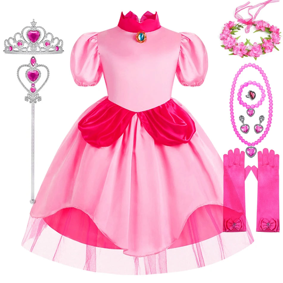 Peach Costume Kids Princess Summer Dress for Girls Party Dresses