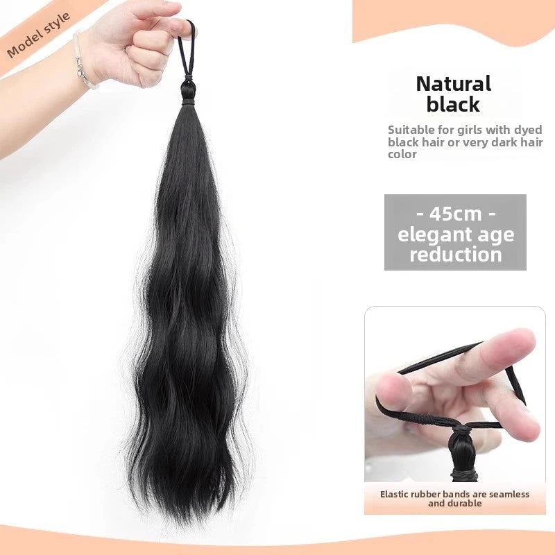 50cm Synthetic Self-Winding Hair Bundle With Elastic Loop DIY Hair Ponytail Bundle To Increase Hair Volume Bud Hair Bun