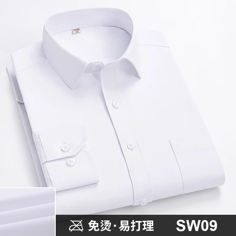 Lynett Lamar Men's Anti-Wrinkle Non-Iron Striped Long Sleeve Dress Shirt — Business Formal Up to 4XL