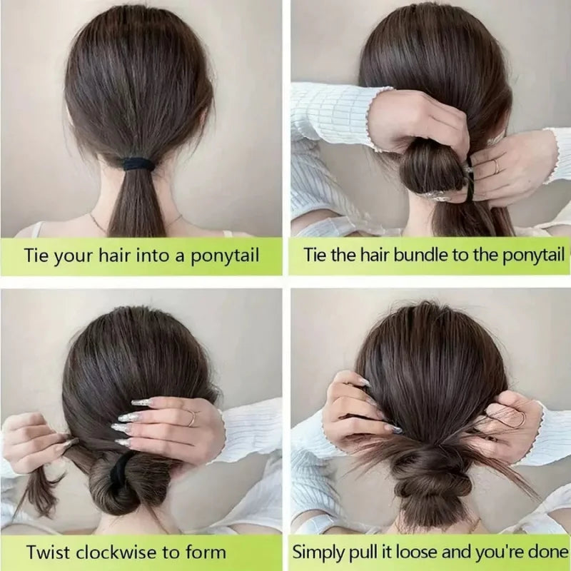 50cm Synthetic Self-Winding Hair Bundle With Elastic Loop DIY Hair Ponytail Bundle To Increase Hair Volume Bud Hair Bun