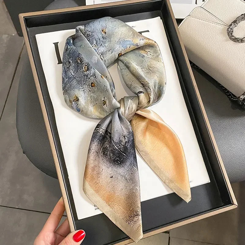 100% Silk Scarf Women Mulberry Luxury High Quality Square Fashion Print Hair Neckerchief Lady Shawl Wraps Hijab Bandana Scarves