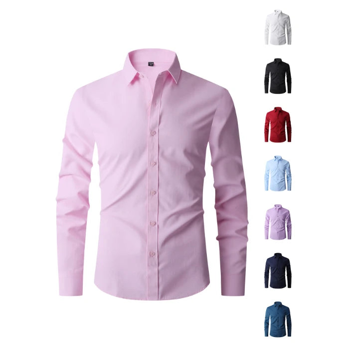 Lynett Lamar Men's Cotton-Blend Wrinkle-Free Long Sleeve Dress Shirt — Business & Office M–8XL