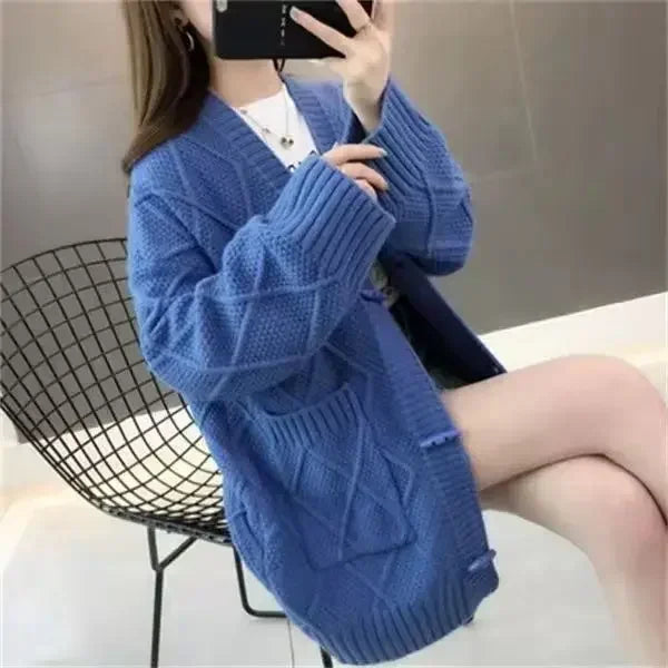 Women's Sweater Long Knit Tops For Woman Yellow Cardigan Autumn Winter 2025 New In Korean Luxury Cheap And High Quality Offers