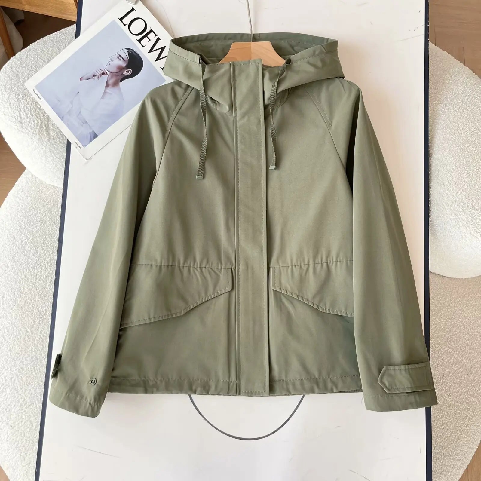 Women's Red Jacket Windproof Waterproof  2025 Casual Hooded Coat