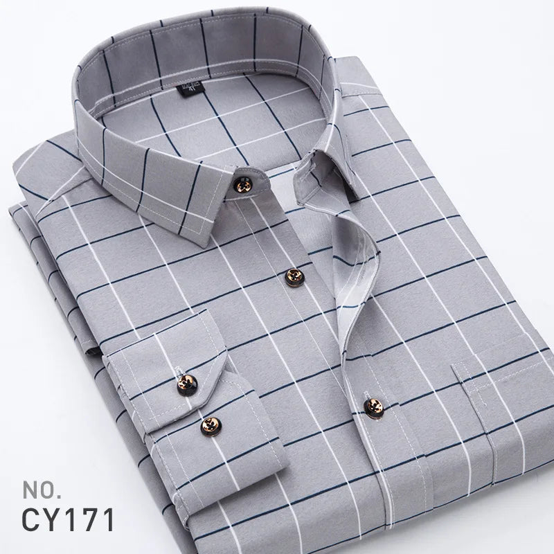 Lynett Lamar Men's Plaid & Striped Print Long Sleeve Casual Shirt — Regular Fit Business Social