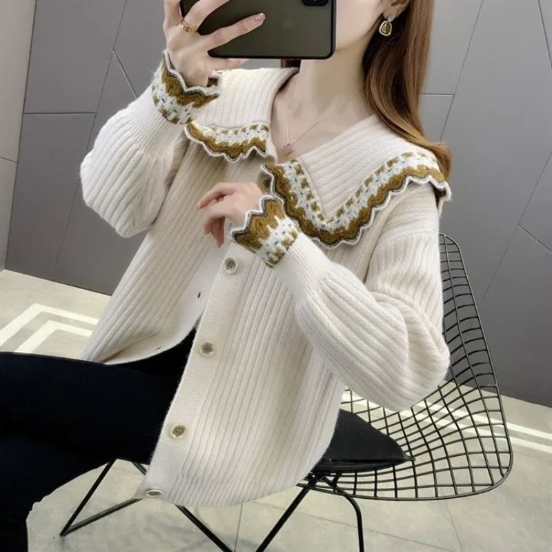 Knitted Sweater Woman Coat Korean Style Fashion 2025 New In Knitwear Office Wear Light Vintage Hot Trend Red Cardigan For Women