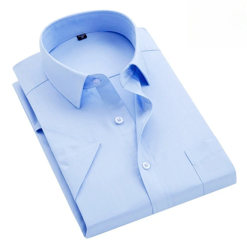 Lynett Lamar Men's Striped Short Sleeve Formal Shirt — Smart Casual Business Office Up to 6XL