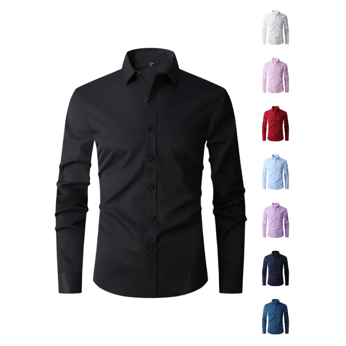 Lynett Lamar Men's Cotton-Blend Wrinkle-Free Long Sleeve Dress Shirt — Business & Office M–8XL