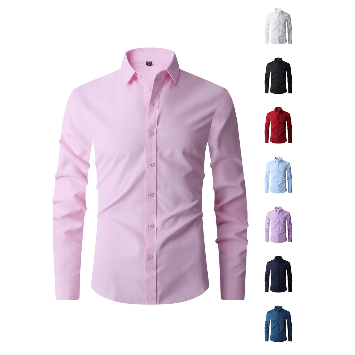 Lynett Lamar Men's Cotton-Blend Wrinkle-Free Long Sleeve Dress Shirt — Business & Office M–8XL