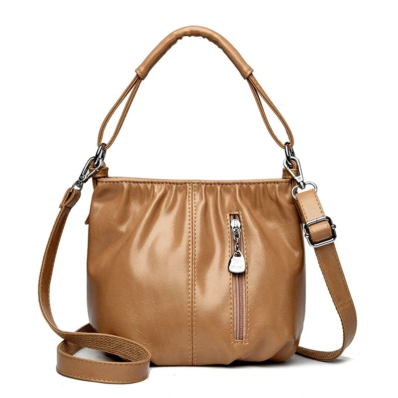 Women's Bag Bucket bag Handbags Female Handbags Retro Solid Color PU Leather Shoulder Underarm Bags Ladies Shopper Hobos Bags