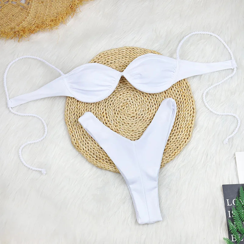 2026 New Bikini Two-Piece Sets Bathing Suit Lady New Fashion Sexy Solid Color Casual Bathing Suit Women Micro Bikini Swimwear