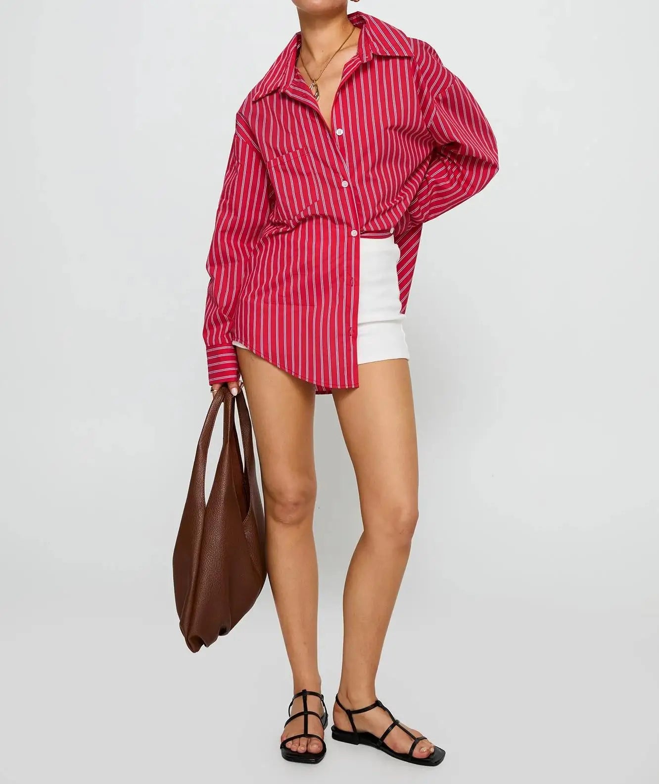 Women Spring Button Down Shirt Blue Pinstripe Loose Fit Long Sleeve Button Up Shirt Wide Collar Casual Tops Lightweight Shirts