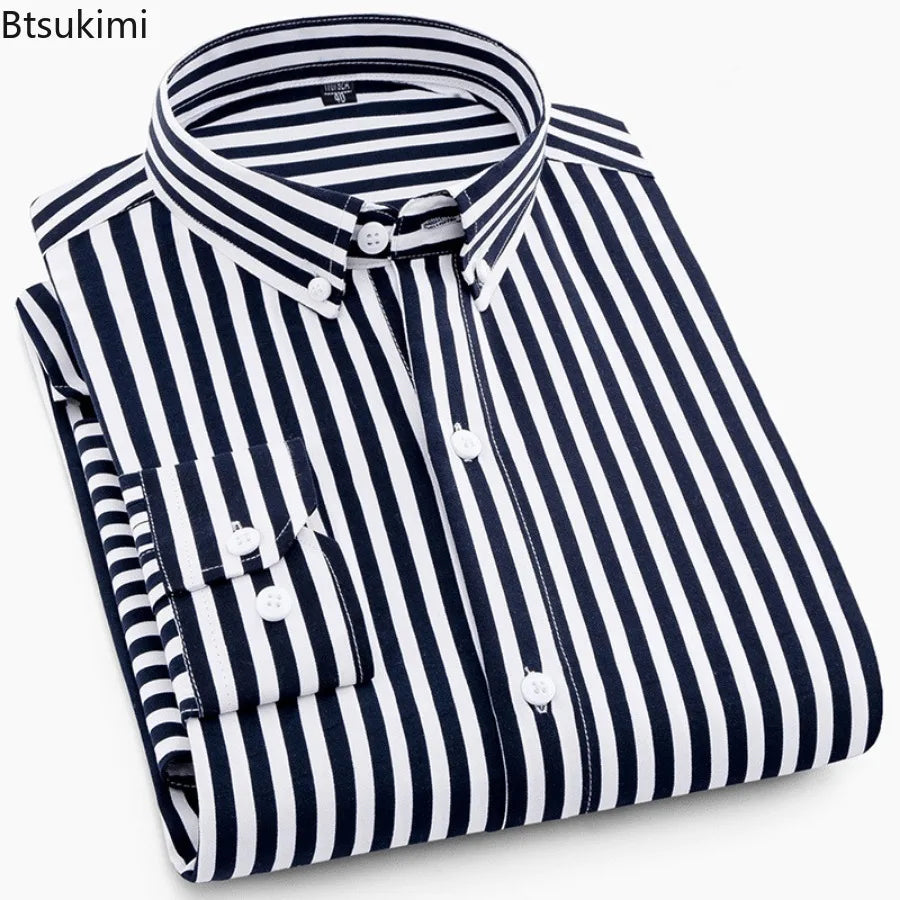 Lynett Lamar Men's Plaid & Striped Print Long Sleeve Casual Shirt — Regular Fit Business Social