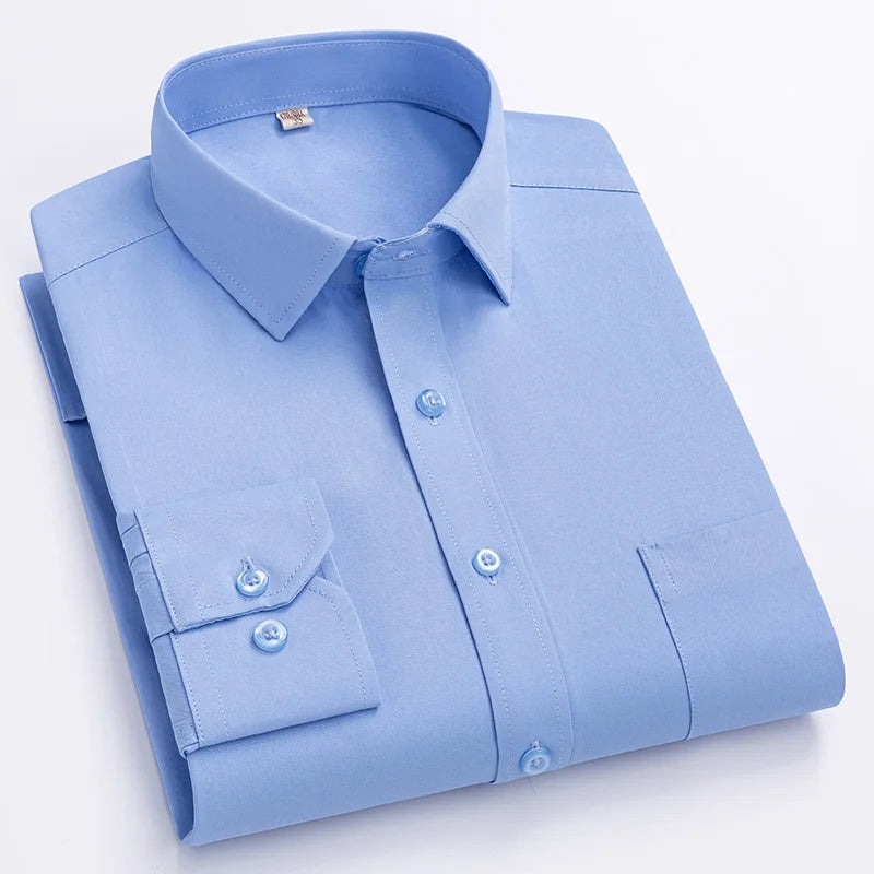 Lynett Lamar Men's Anti-Wrinkle Non-Iron Striped Long Sleeve Dress Shirt — Business Formal Up to 4XL