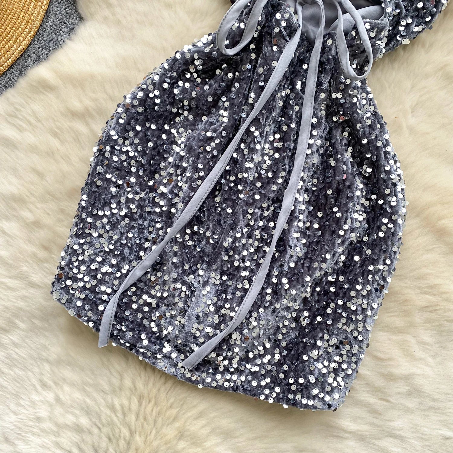 vintage Elegant hollow out velour dress Chic Vestidos Women Fashion Retro Party ceremony dresses