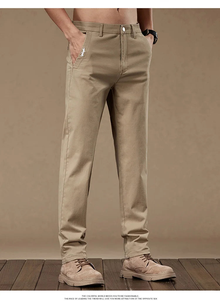 Business Casual Trousers Men's 2024 Autumn New Men's Clothes Work Pants Male Formal Dress Straight Pants Black Gray Khaki