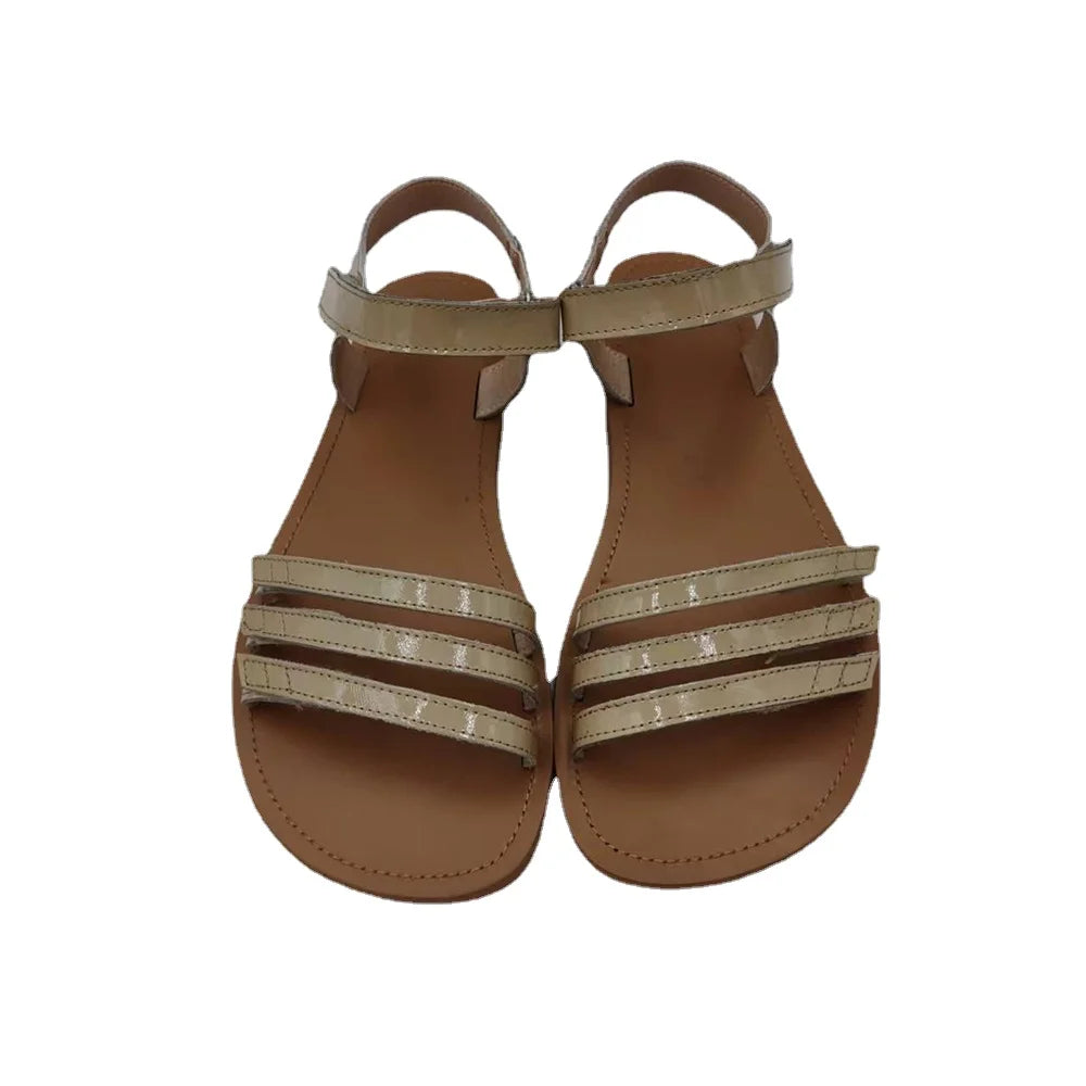 Tipsietoes 2025 Sprinng Barefoot Leather Flat Sandals For Women Shoes With New MInimalist Soft Sole