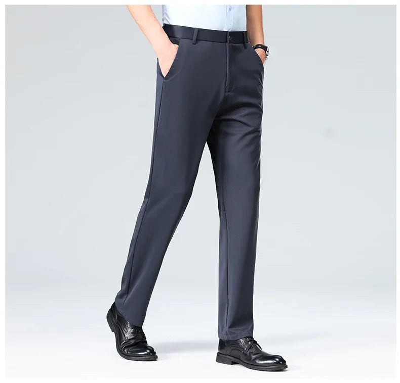 Mens Formal Dress Pants  Business Casual Suit Pants Black Navy Elastic Wrinkle Resistant  Long Pants Daily Work Pants