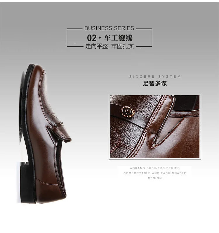 Men's Dress Shoes New Brand Men Business Leather Formal Flat Shoes for Work Office Men Round Shoe Breathable Party Wedding Shoes