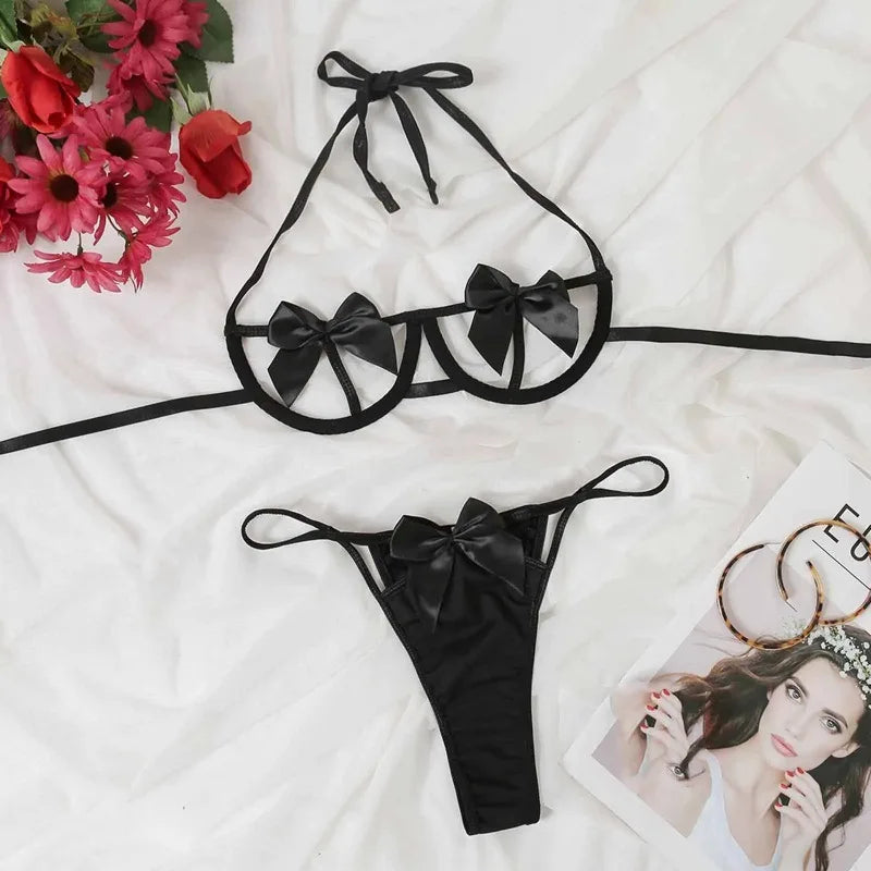 Sexy Erotic Lingerie Women Bra And Panty Garters 3pcs See Through Lingerie Sets Sexy Women's Underwear Set Female Sexy Costumes