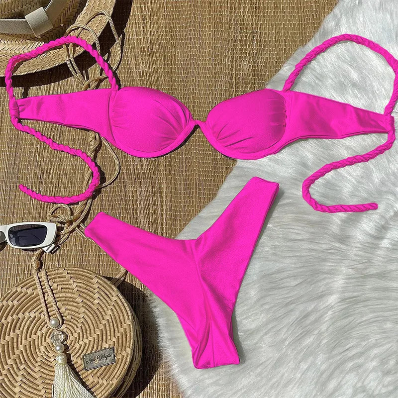 2026 New Bikini Two-Piece Sets Bathing Suit Lady New Fashion Sexy Solid Color Casual Bathing Suit Women Micro Bikini Swimwear