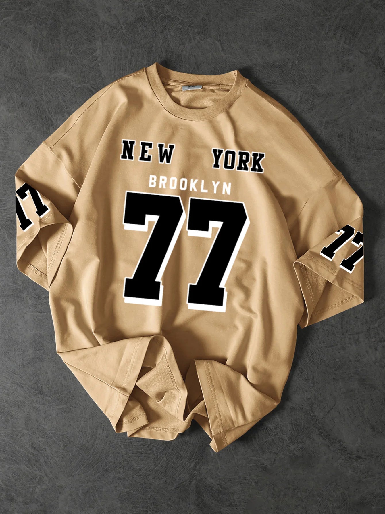 Men's Streetwear T-Shirt New York Brooklyn 77 Graphic Print Crew Neck Short Sleeve Polyester Tops With Sleeve Detail S-XXL