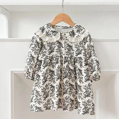 2025 New Spring Sister Dress 2-6Yrs Girl Party Dress Long Sleeved Cotton Mesh Splicing Kids Princess Dresses Children Clothes