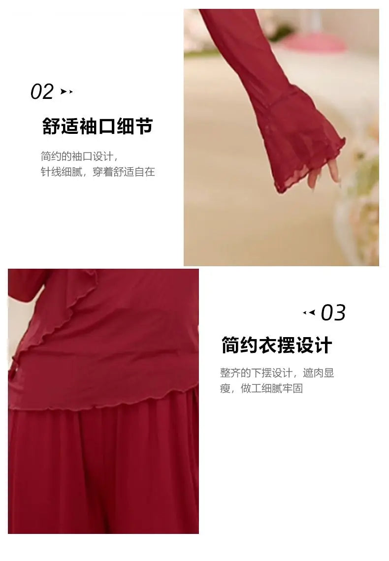 New Dance Clothes for Women Modern Adult Tops for Daily Dancing New Round Neck Long-sleeved Versatile Pullovers