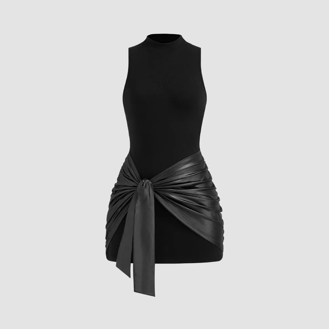 Mini Dress Dresses 2025 Woman Vestidos Slim Simple Style Solid Color Straps Round Neck Hot Girl Sleeveless Fashion Temperament