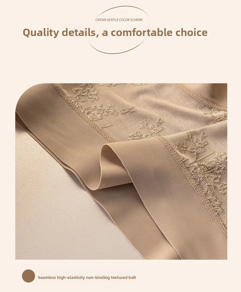 Women's underwear: Comfortable nylon jacquard mid-waist, extended inner rib, hip-hugging, large size triangle