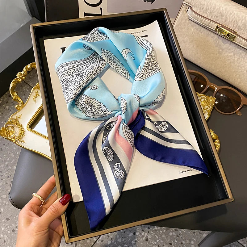 Silk scarf women's 2025 spring and summer new fashion high-end sense retro neck small square scarf accessories