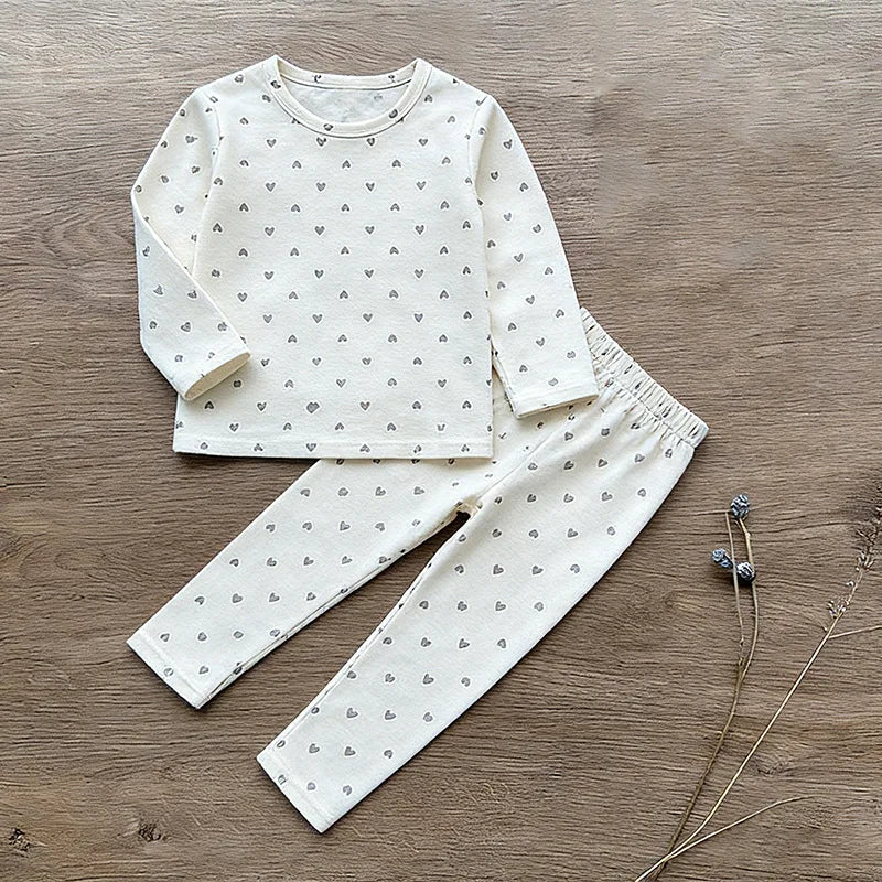 Kids Pijama for Girl 26 Korean Children's Homewear Set Cute Printed Long-sleeved Two-piece Set Sleepwear Pajama Set