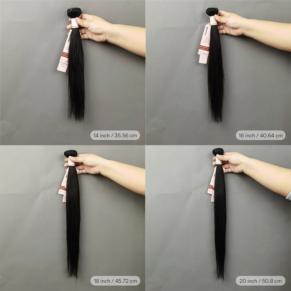 Straight Bundles Human Hair 10-30 Inch Hair Weave Bundles 100% Human Hair Extensions Natural Black Raw Hair Bundles 50G/Pcs