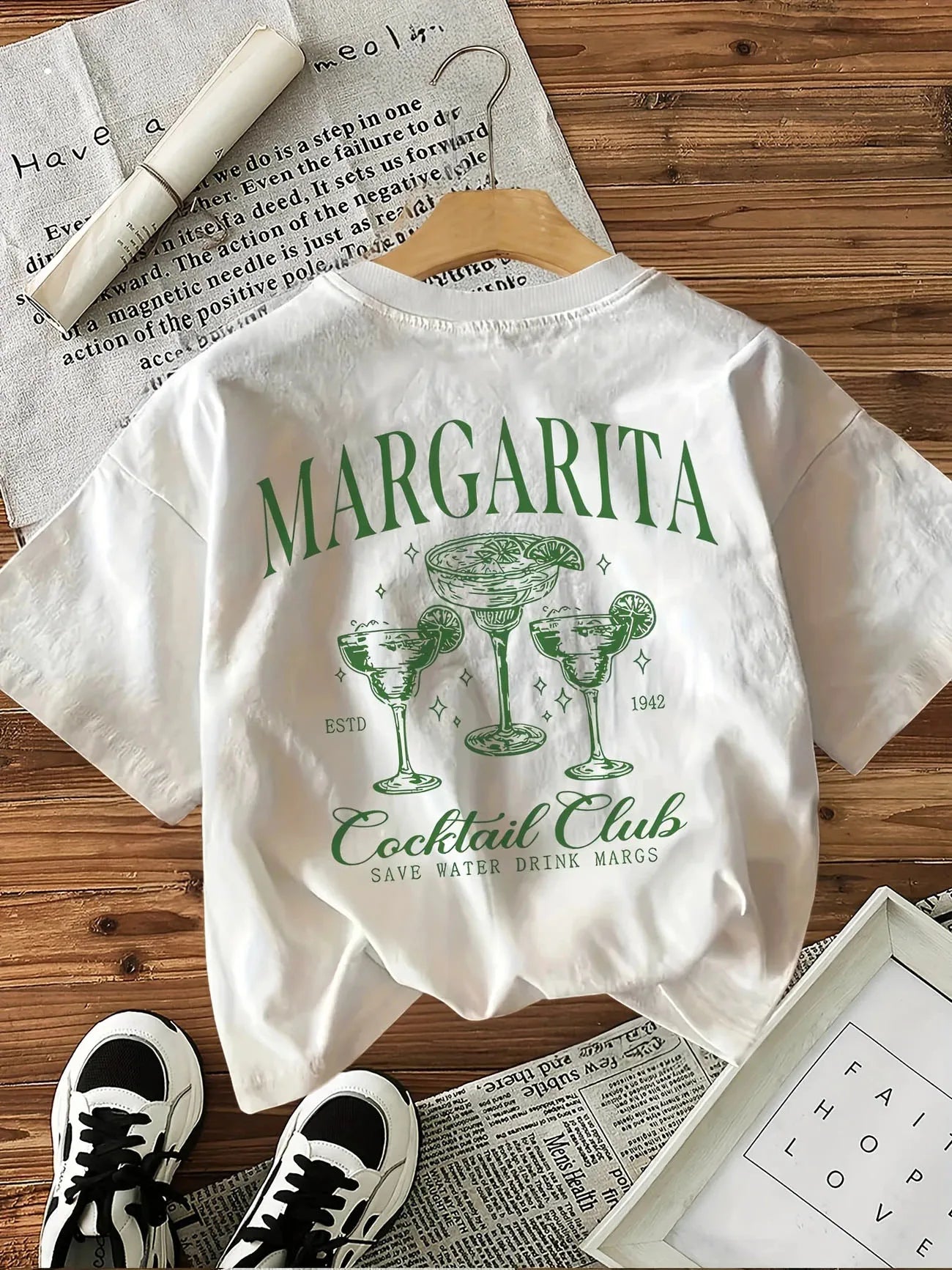 Loose 100% Cotton Y2k Margarita Drink T-Shirts Female Funny T Shirts Egirl Korean Fashion Graphic Tees Tops Women Clothing