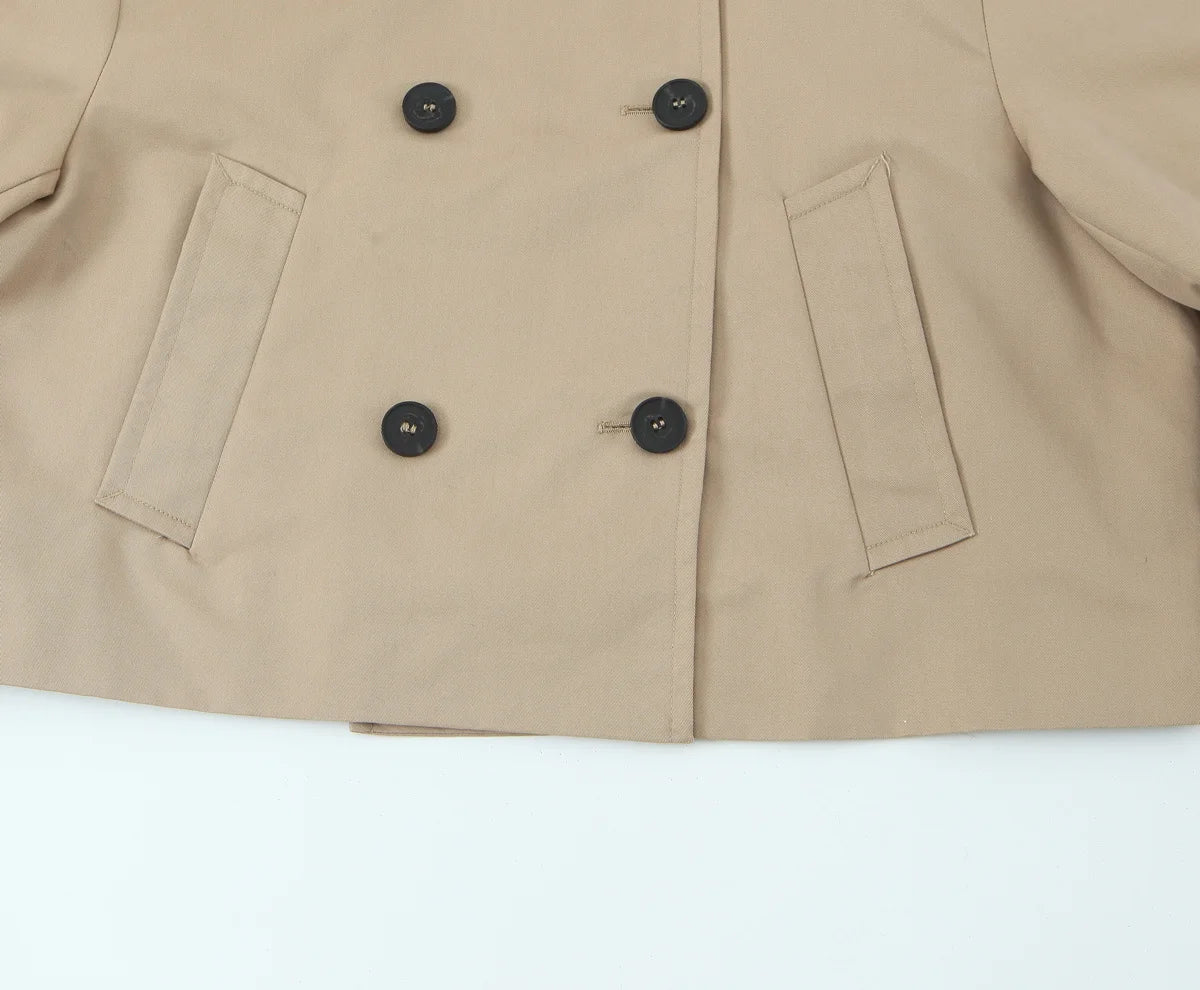 Women Jackets 2025 Autumn Winter New Fashion Laple Long Sleeves Double-Breasted Jacket Female Elegant Windcoat Style New Coats